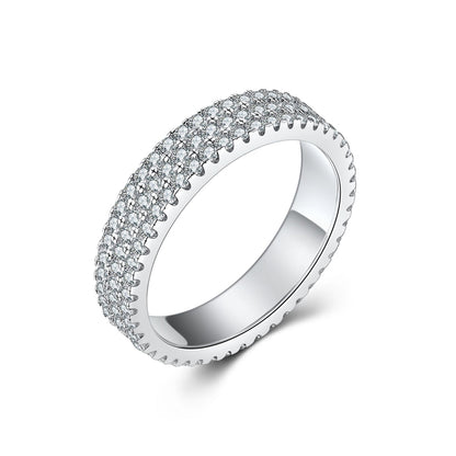 Full Pavé Zirconia 925 Silver Ring - Luxe Geometric Stackable Band for Women