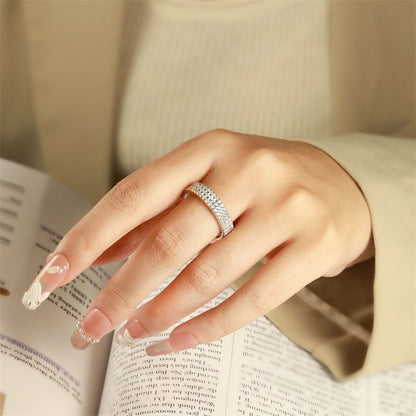 Full Pavé Zirconia 925 Silver Ring - Luxe Geometric Stackable Band for Women