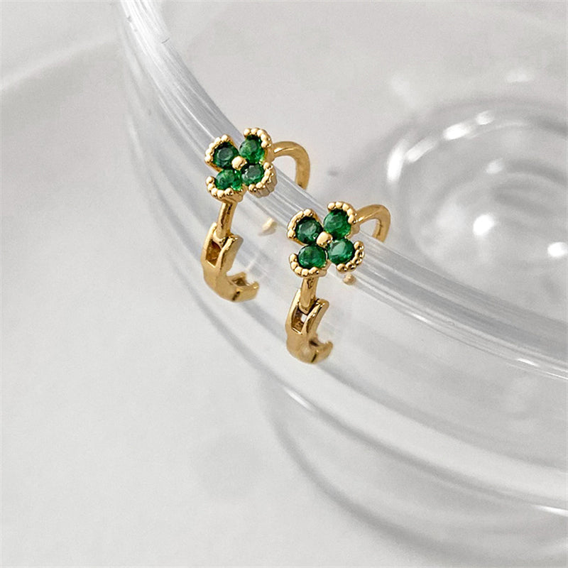 Gemstone Color Quadrilateral Stud Earrings with Diamond Accents - Natural Style Ear Jewelry for Women