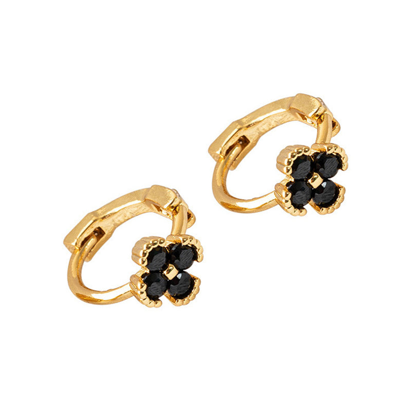 Gemstone Color Quadrilateral Stud Earrings with Diamond Accents - Natural Style Ear Jewelry for Women
