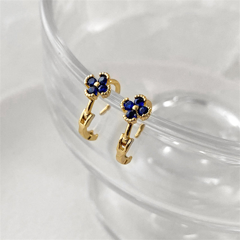 Gemstone Color Quadrilateral Stud Earrings with Diamond Accents - Natural Style Ear Jewelry for Women