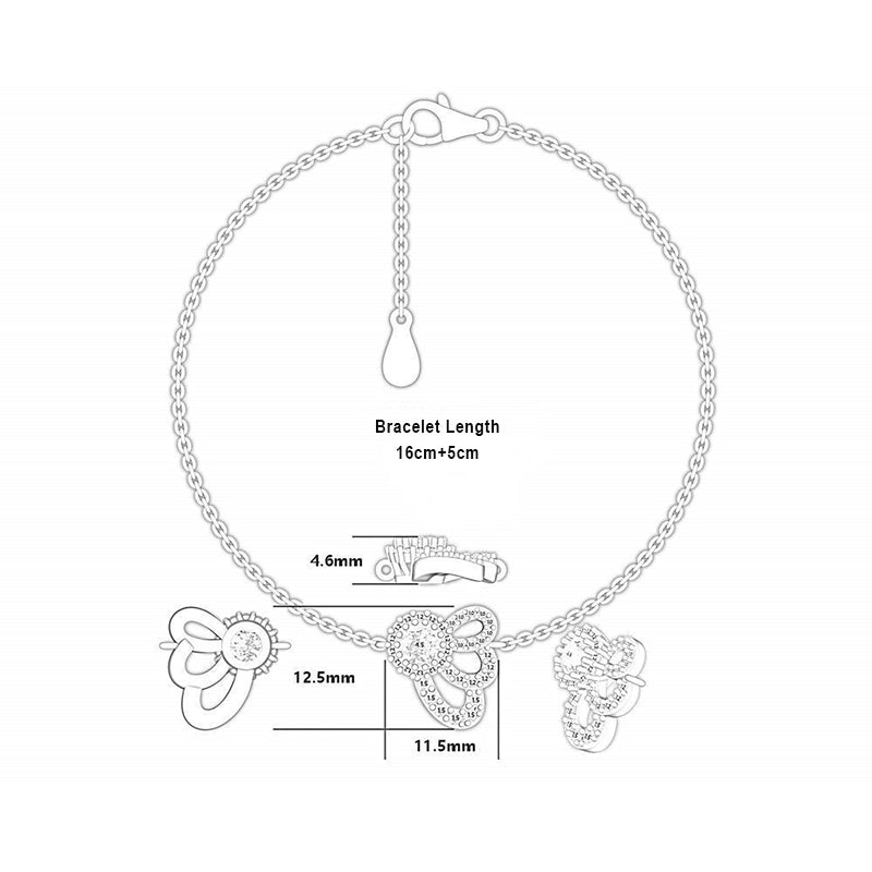 Geometric Wing Design 925 Silver Zirconia Bracelet - Contemporary European Jewelry