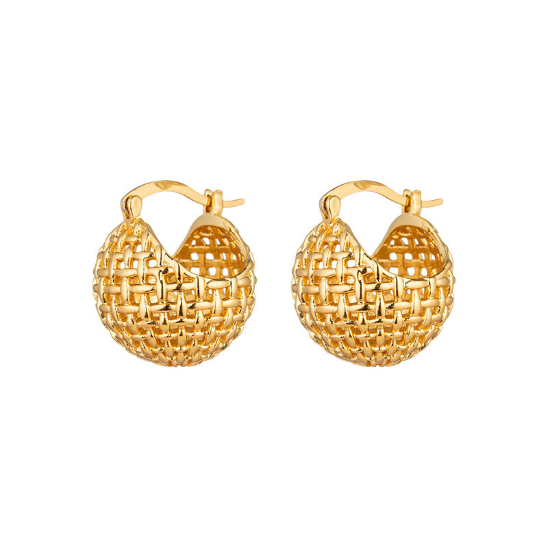 Geometric 18K Gold Plated Stud Earrings - Sweet & Edgy Style for Women