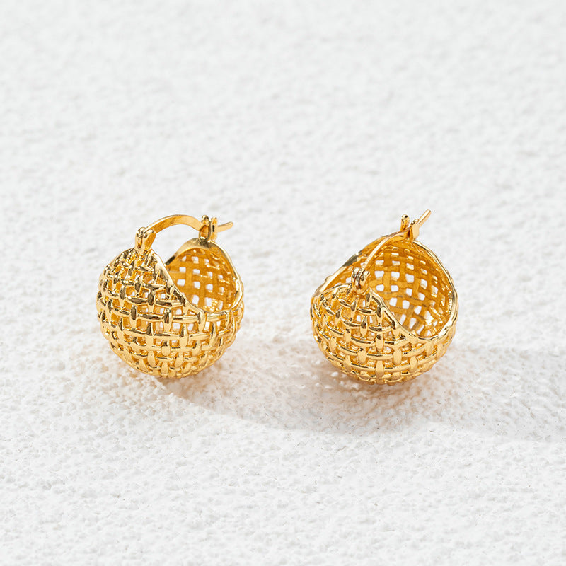 Geometric 18K Gold Plated Stud Earrings - Sweet & Edgy Style for Women