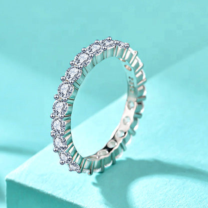 Geometric 925 Silver Zircon Ring Rhodium Plated Women's Minimalist Jewelry US Size 5-10