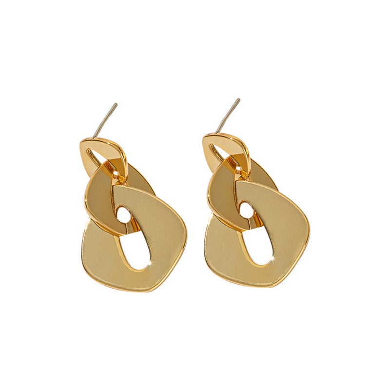 Geometric Circle Earrings - Thick White K Gold/Genuine Gold/White Gold Plated Copper in Multiple Sizes