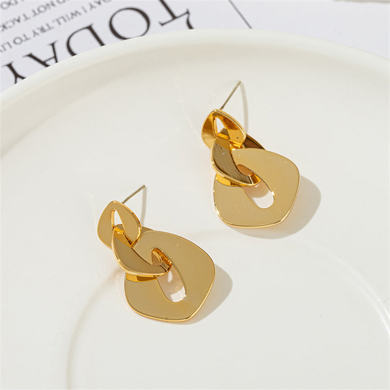 Geometric Circle Earrings - Thick White K Gold/Genuine Gold/White Gold Plated Copper in Multiple Sizes