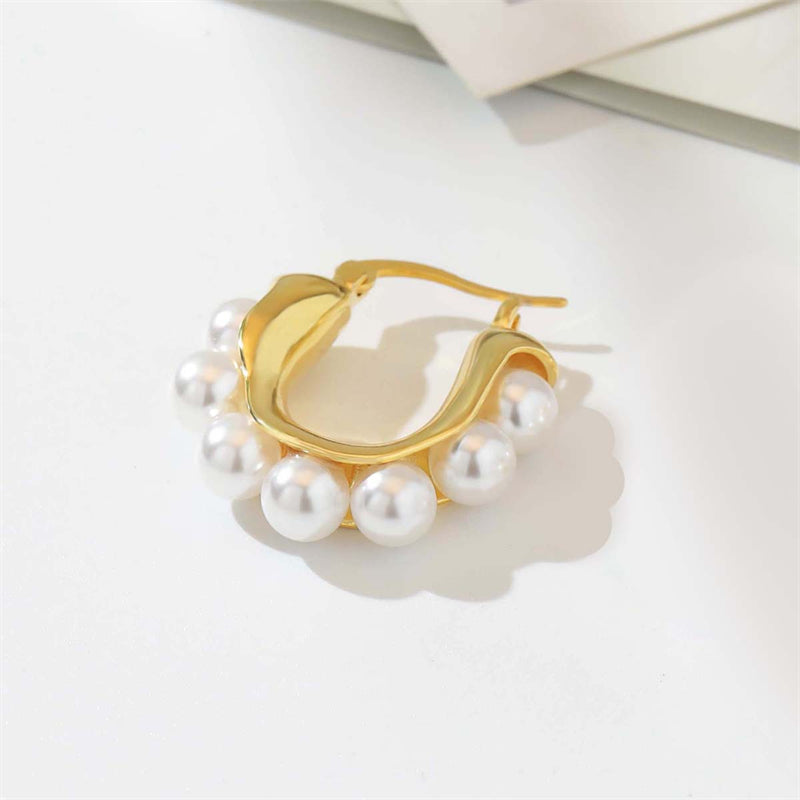Geometric Circle Gold Plated Hoop Earrings - Light Luxury Everyday Jewelry for Women