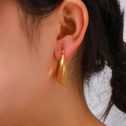 Geometric Circle Stainless Steel Earrings - Gold Plated Minimalist Jewelry for Women