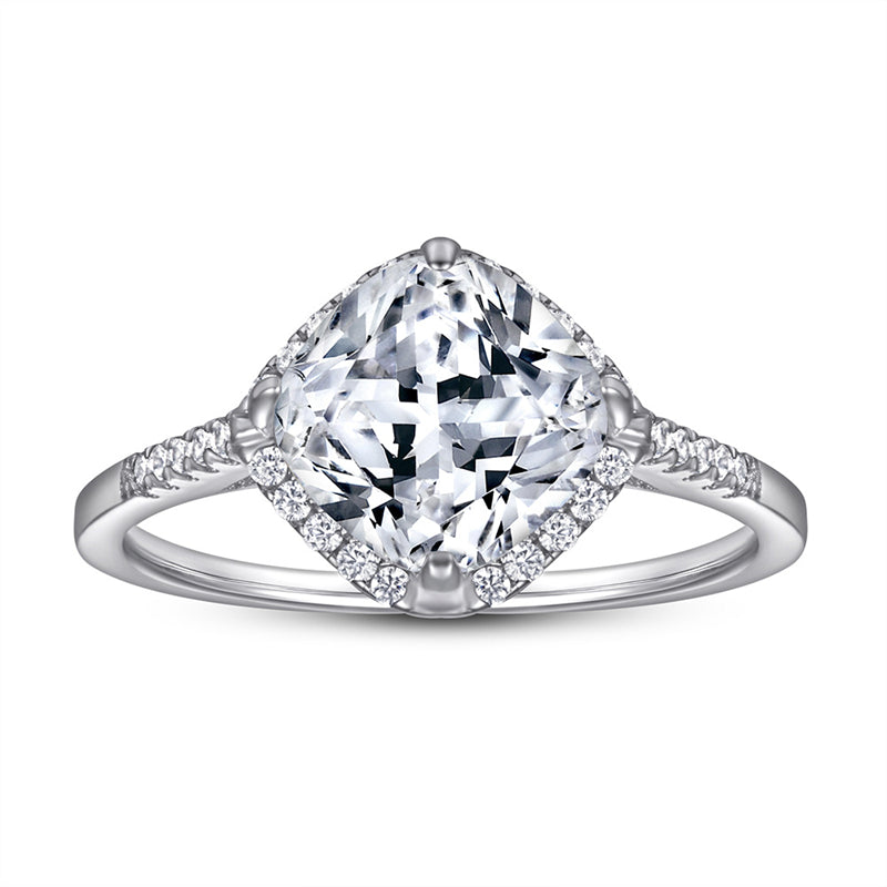 Geometric Diamond-Cut Zircon Ring - 925 Sterling Silver Fashion Statement Jewelry