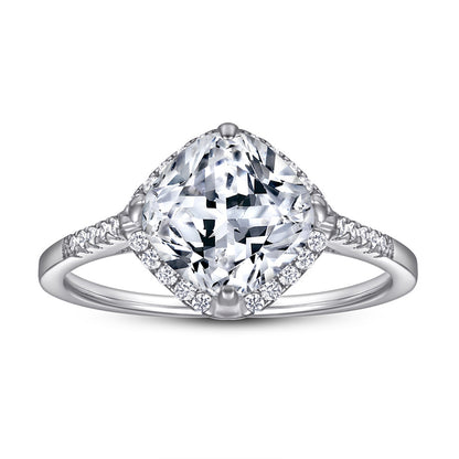 Geometric Diamond-Cut Zircon Ring - 925 Sterling Silver Fashion Statement Jewelry