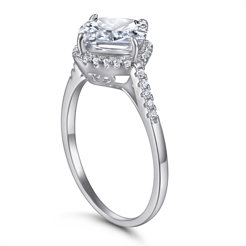 Geometric Diamond-Cut Zircon Ring - 925 Sterling Silver Fashion Statement Jewelry