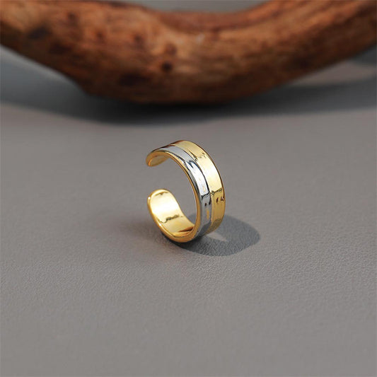 Geometric Ear Cuff Clip in White K-Gold & Yellow Gold Plated Finish