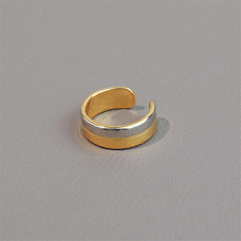 Geometric Ear Cuff Clip in White K-Gold & Yellow Gold Plated Finish