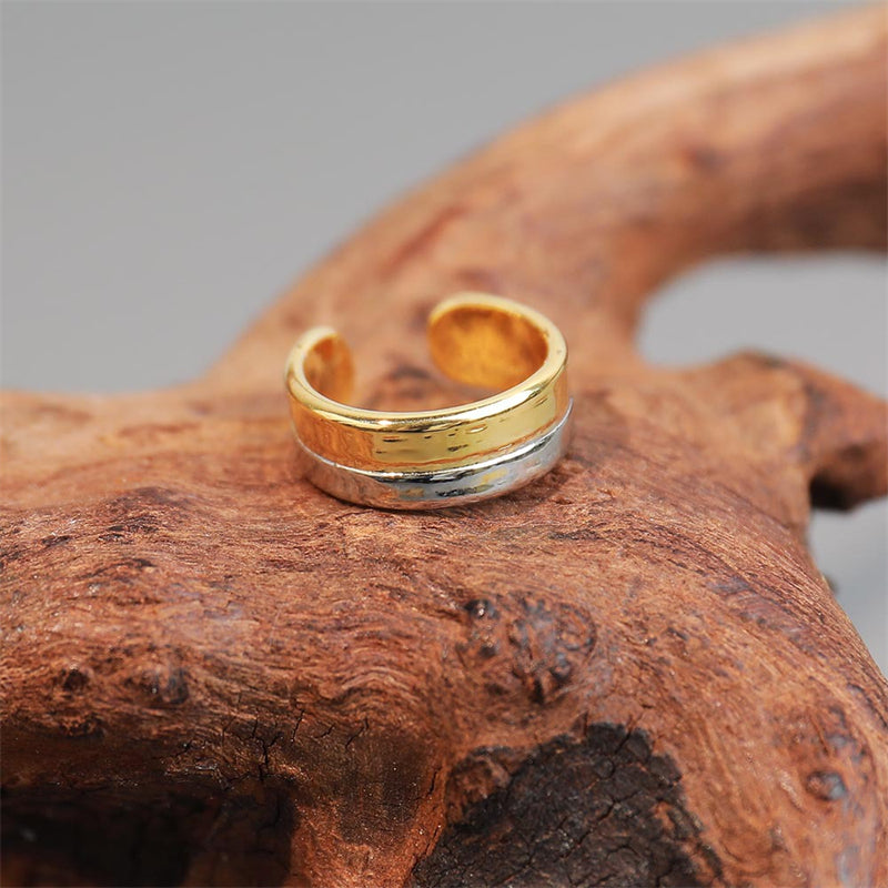 Geometric Ear Cuff Clip in White K-Gold & Yellow Gold Plated Finish