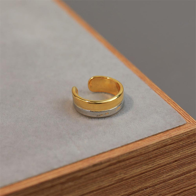 Geometric Ear Cuff Clip in White K-Gold & Yellow Gold Plated Finish