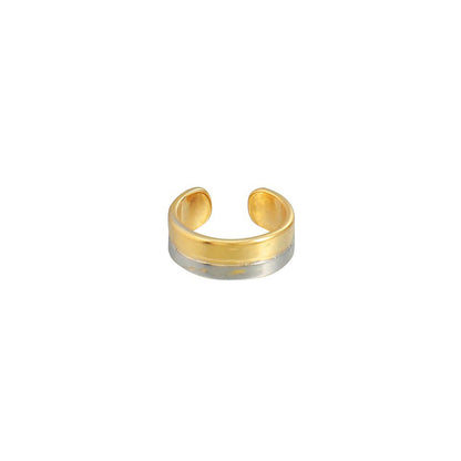 Geometric Ear Cuff Clip in White K-Gold & Yellow Gold Plated Finish