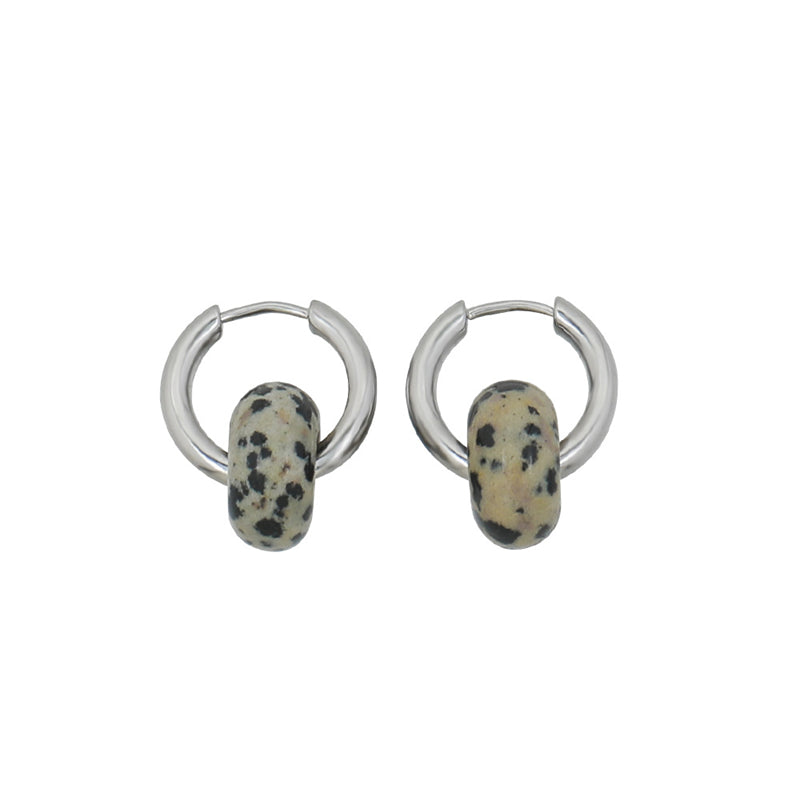 Geometric Gold-Plated Tiger's Eye, Black Onyx, and Speckled Stone Earrings for Women