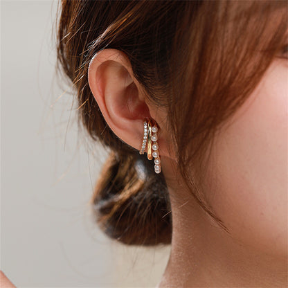 Geometric Gold Plated Ear Cuff & Cartilage Clips -  Circle Design Ear Climbers for Women