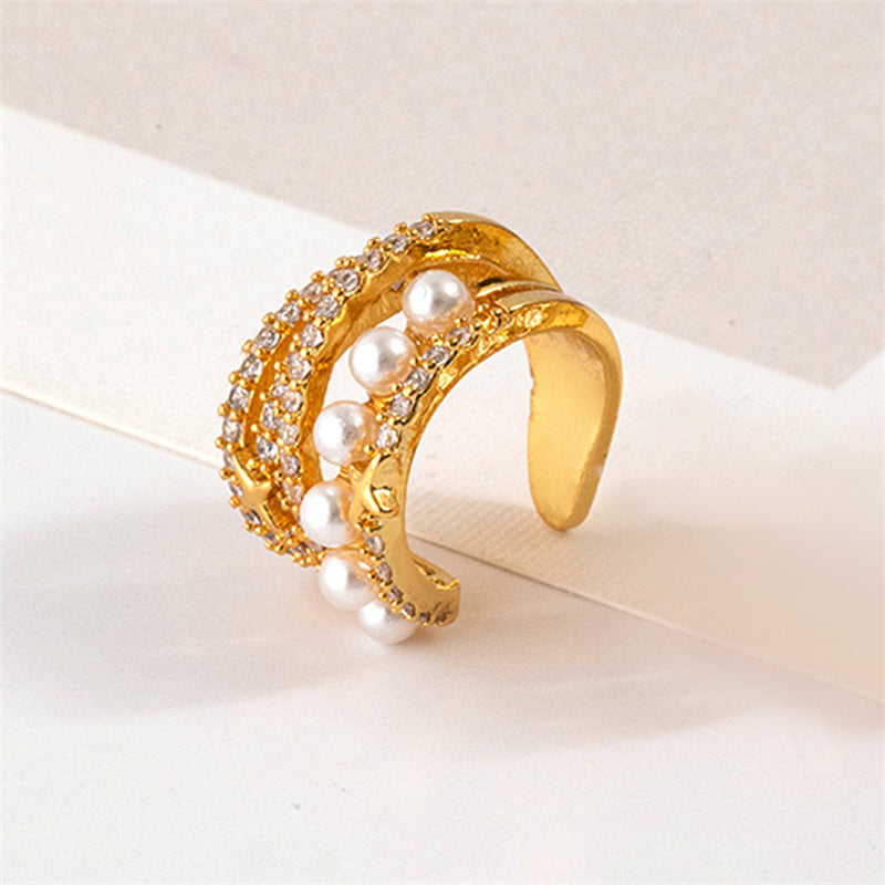 Geometric Gold Plated Ear Cuff & Cartilage Clips -  Circle Design Ear Climbers for Women