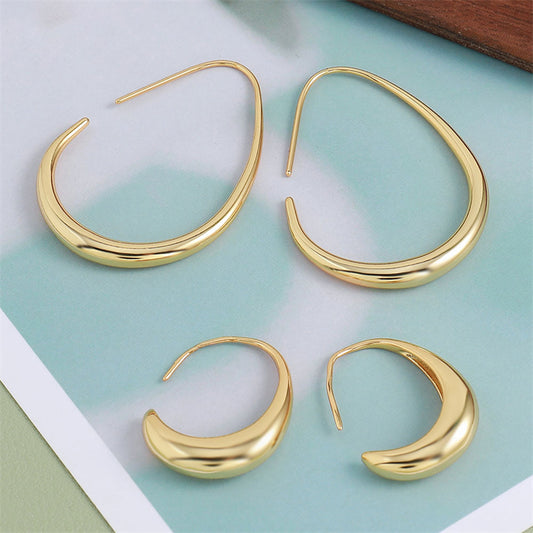 Geometric Gold Plated Hoop Earrings for Women - Large & Small Size Light Luxury Circle Design