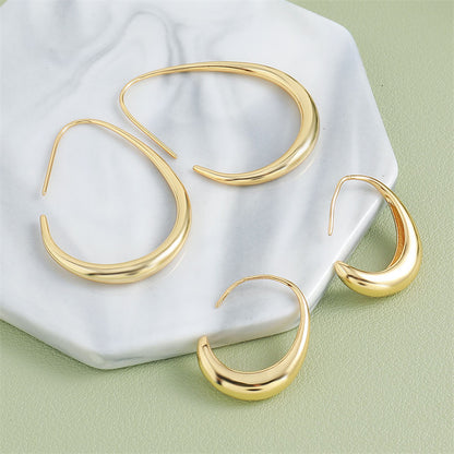 Geometric Gold Plated Hoop Earrings for Women - Large & Small Size Light Luxury Circle Design