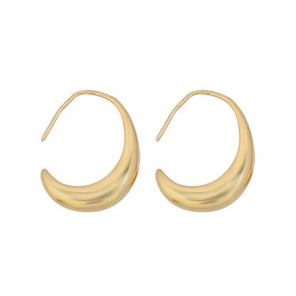 Geometric Gold Plated Hoop Earrings for Women - Large & Small Size Light Luxury Circle Design