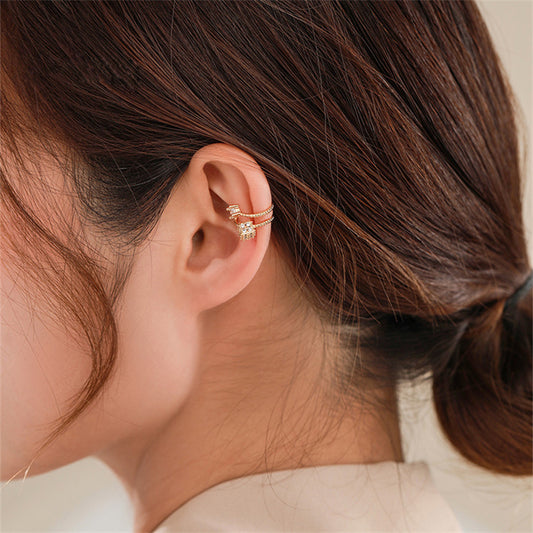 Geometric Gold Plated Tragus Clip Earrings - Sweet & Edgy No-Piercing Ear Cuffs for Women