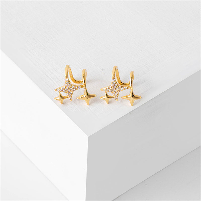 Geometric Gold Plated Tragus Clip Earrings - Sweet & Edgy No-Piercing Ear Cuffs for Women