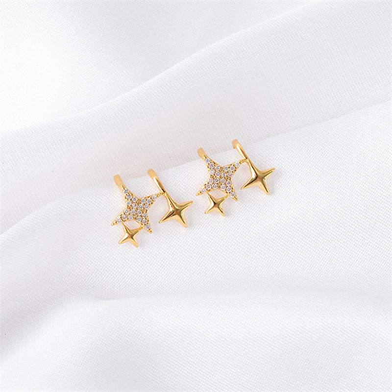 Geometric Gold Plated Tragus Clip Earrings - Sweet & Edgy No-Piercing Ear Cuffs for Women