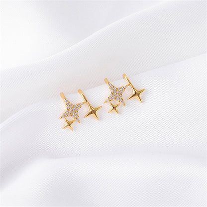 Geometric Gold Plated Tragus Clip Earrings - Sweet & Edgy No-Piercing Ear Cuffs for Women