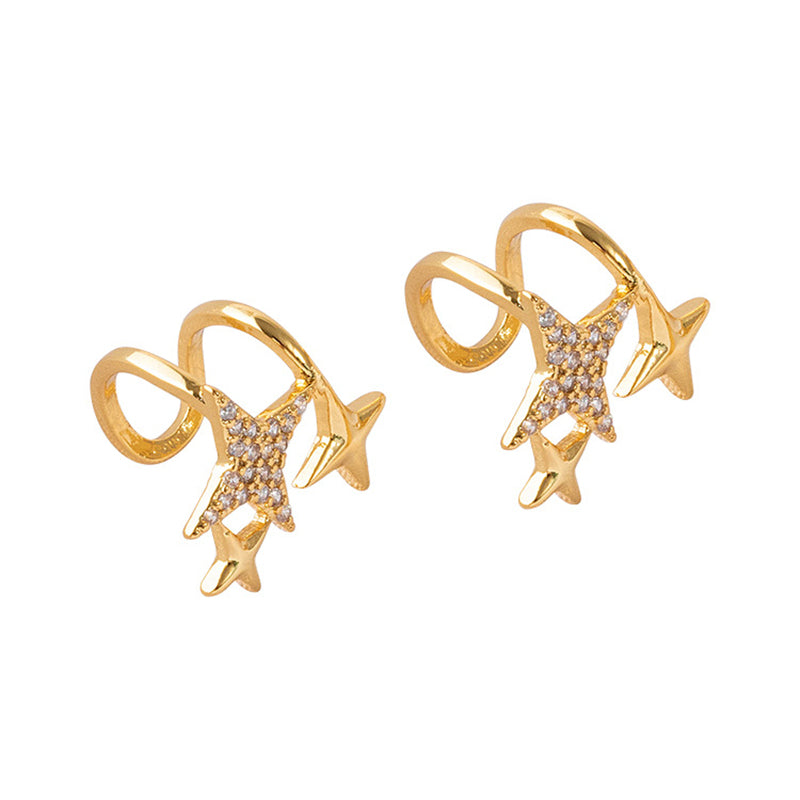 Geometric Gold Plated Tragus Clip Earrings - Sweet & Edgy No-Piercing Ear Cuffs for Women