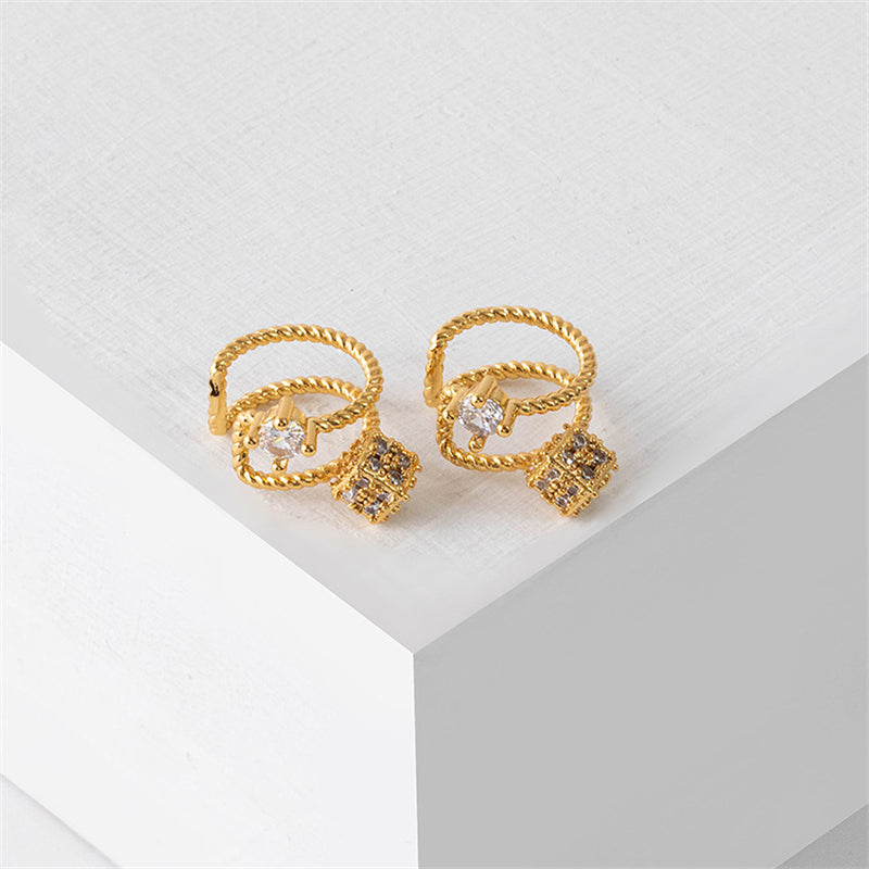 Geometric Gold Plated Tragus Clip Earrings - Sweet & Edgy No-Piercing Ear Cuffs for Women