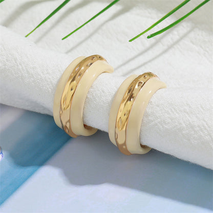 Geometric Gold & Black Gold Plated Brass Circular Earrings for Women - Light Luxury Everyday Jewelry