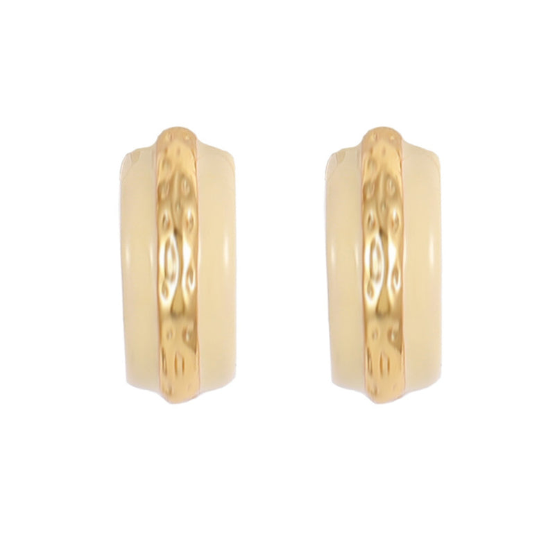 Geometric Gold & Black Gold Plated Brass Circular Earrings for Women - Light Luxury Everyday Jewelry