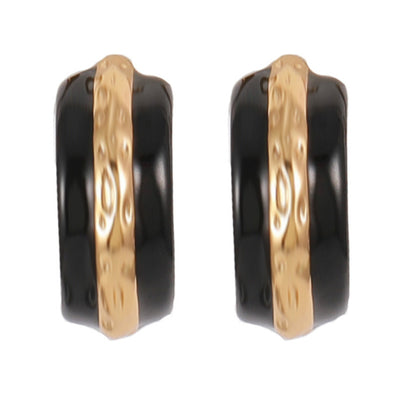 Geometric Gold & Black Gold Plated Brass Circular Earrings for Women - Light Luxury Everyday Jewelry