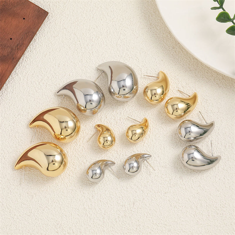 Geometric Gold & Silver Plated Stud Earrings for Women - Large Medium Small Sizes | Minimalist Everyday Jewelry