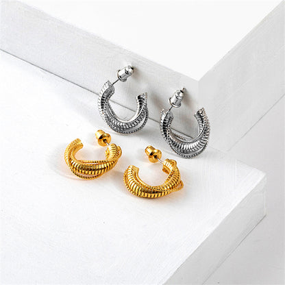 Geometric Gold and White K Gold Plated Copper Hoop Earrings for Women - Sweet Yet Edgy Style
