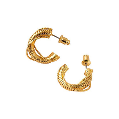 Geometric Gold and White K Gold Plated Copper Hoop Earrings for Women - Sweet Yet Edgy Style