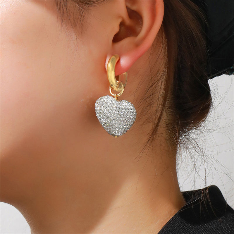 Geometric Heart Shape Gold Plated Stainless Steel Earrings for Women - Light Luxury Fashion Jewelry