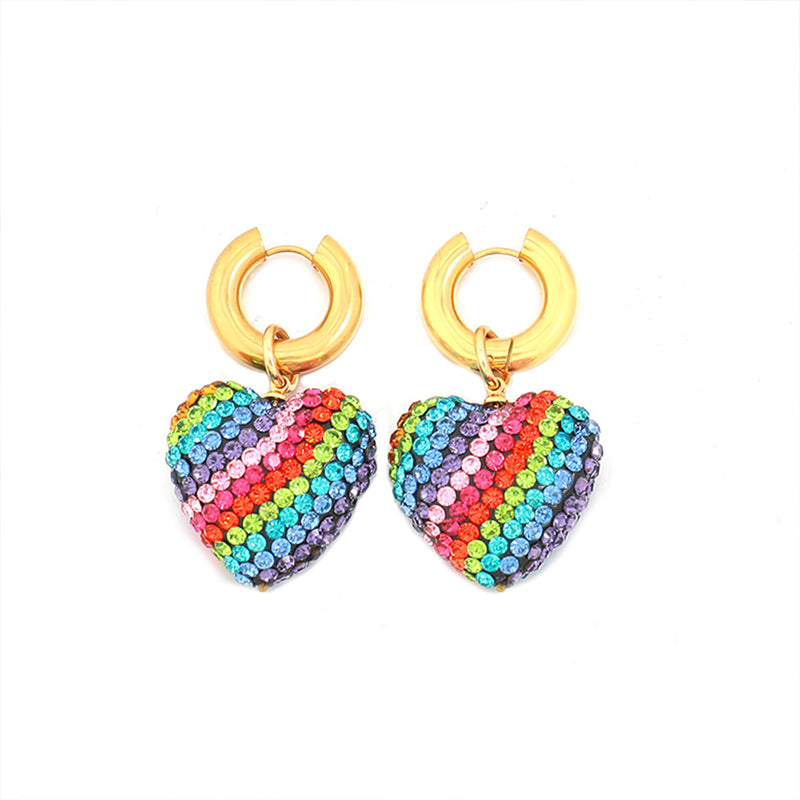 Geometric Heart Shape Gold Plated Stainless Steel Earrings for Women - Light Luxury Fashion Jewelry