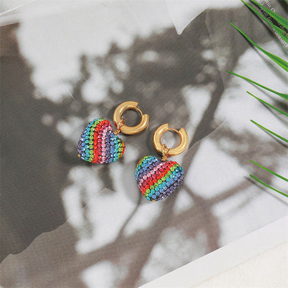 Geometric Heart Shape Gold Plated Stainless Steel Earrings for Women - Light Luxury Fashion Jewelry