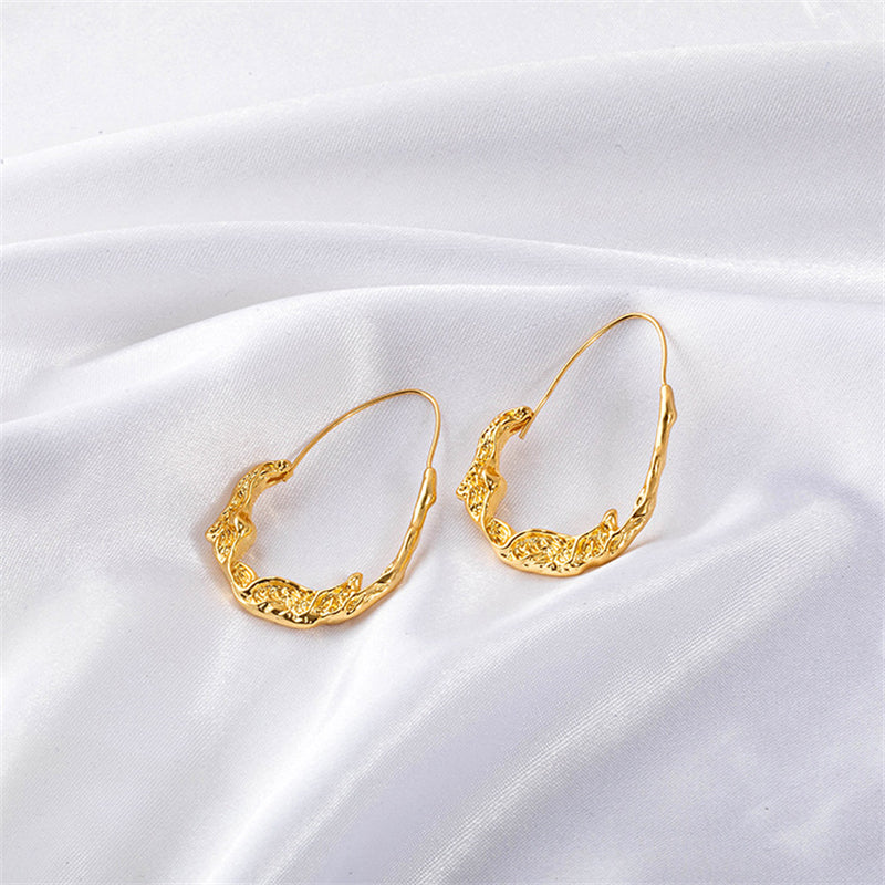 Geometric Irregular Hoop Earrings in 18K Gold//Rose Gold - Sweet Edgy Statement Earrings for Women