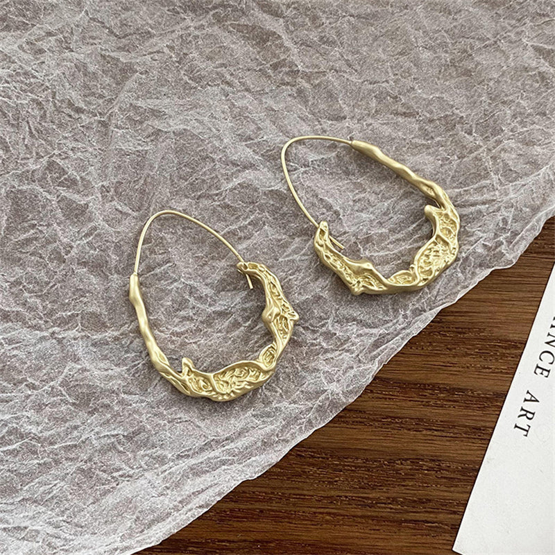 Geometric Irregular Hoop Earrings in 18K Gold//Rose Gold - Sweet Edgy Statement Earrings for Women