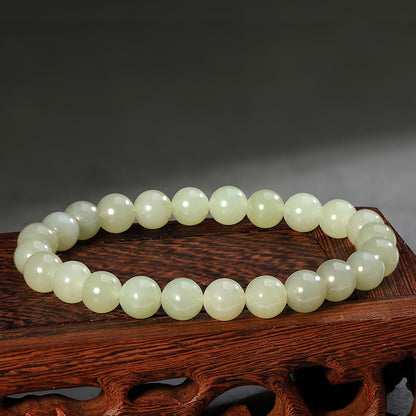 Geometric Jade Bead Bracelet925 Silver Unisex Chinese Style