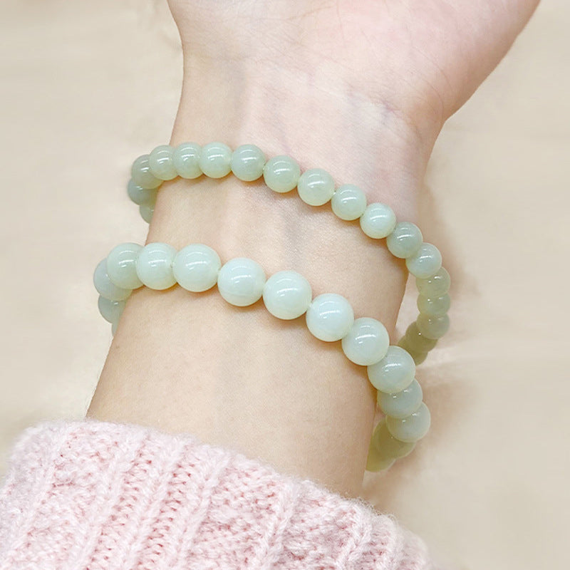 Geometric Jade Bead Bracelet925 Silver Unisex Chinese Style