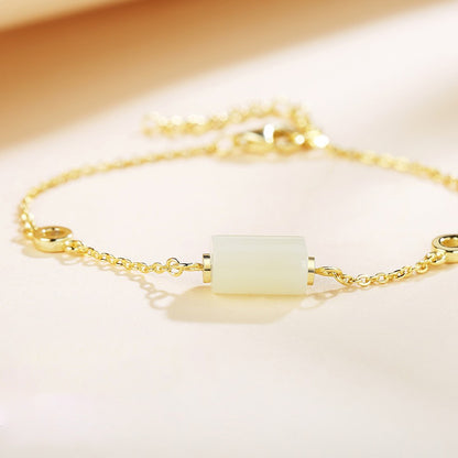 Geometric Jade Bracelet 925 Silver Elegant Jewelry