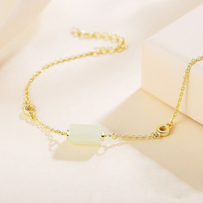 Geometric Jade Bracelet 925 Silver Elegant Jewelry