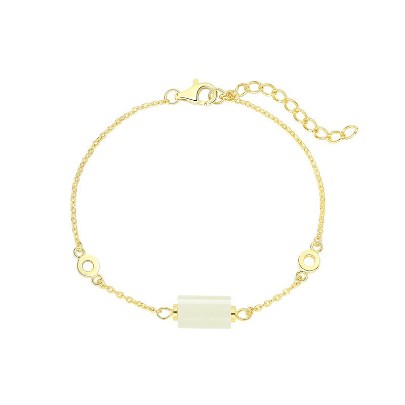 Geometric Jade Bracelet 925 Silver Elegant Jewelry