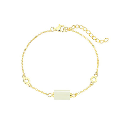 Geometric Jade Bracelet 925 Silver Elegant Jewelry